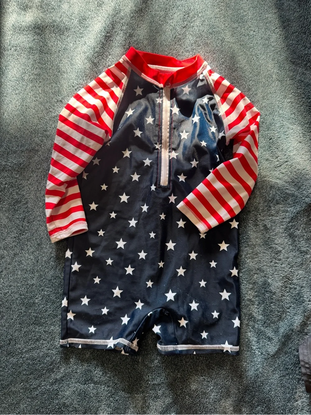 Carter's Navy Star Rash Guard Set with Red Pineapple Shorts